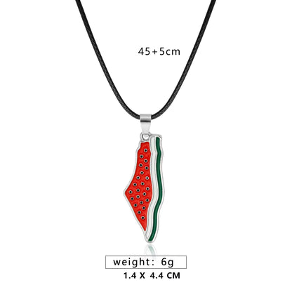 Stainless Steel Watermelon Crystal Pendant Chain Necklace Minimalist Geometric Rope Charm Jewelry Gift for Women Men