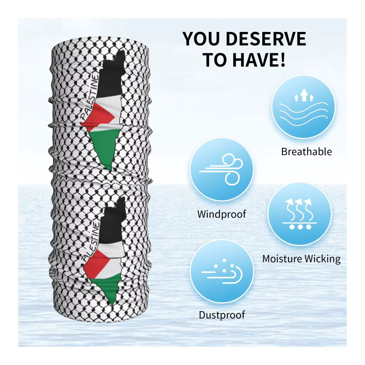 Palestine Flag Map Palestinian Kufiya Hatta Bandana Neck Gaiter Printed Keffiyeh  Mask Scarf Warm Headband Adult Windproof