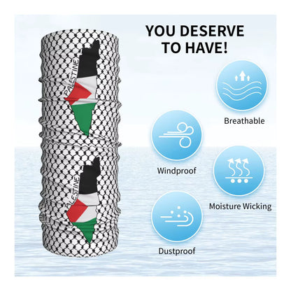 Palestine Flag Map Palestinian Kufiya Hatta Bandana Neck Gaiter Printed Keffiyeh  Mask Scarf Warm Headband Adult Windproof