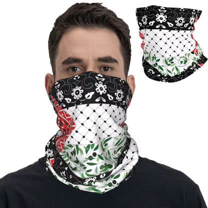 Palestinian Flag Olives And Keffiyeh Bandana Neck Gaiter Printed Wrap Scarf Warm Headwear Outdoor Sports for Men Women Adult