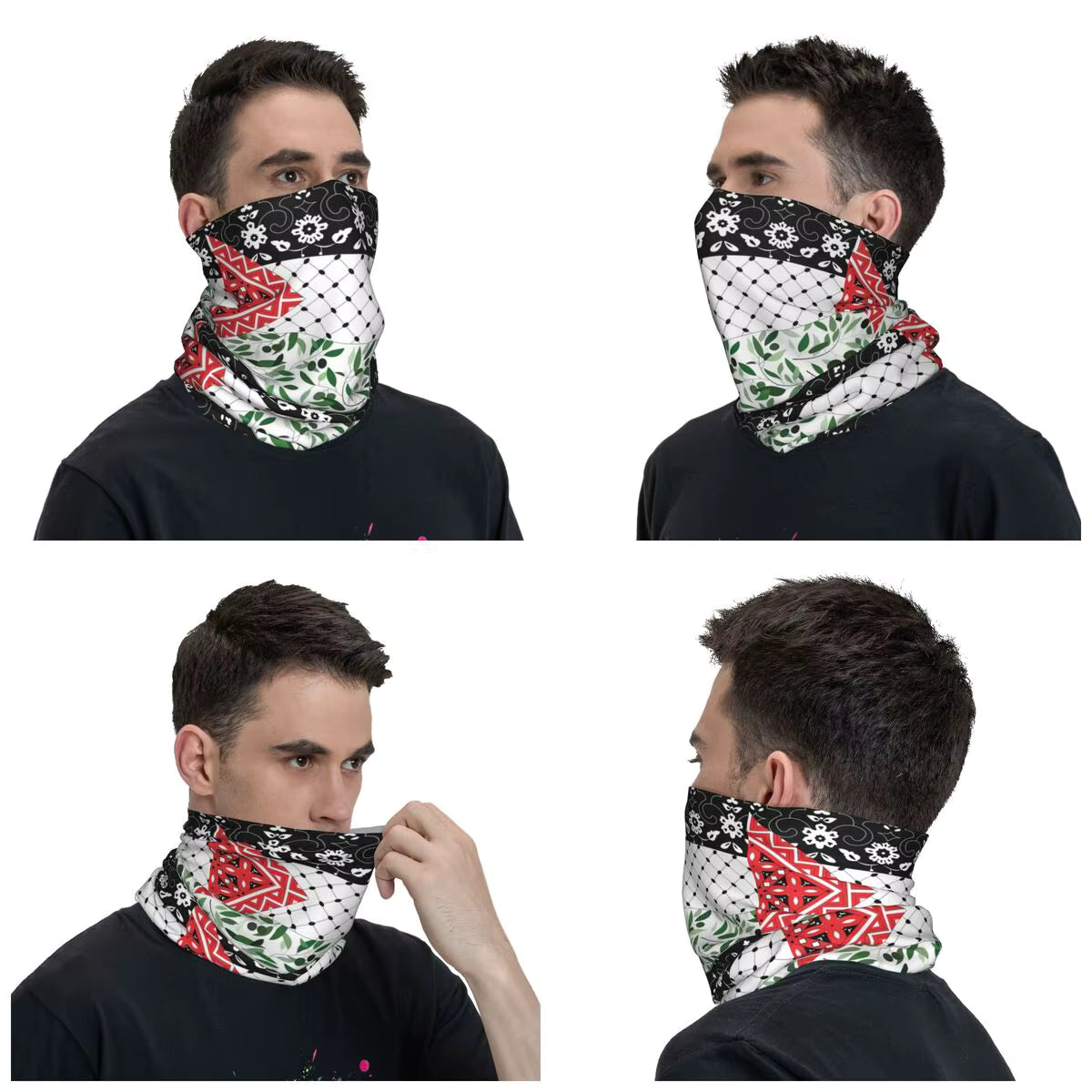 Palestinian Flag Olives And Keffiyeh Bandana Neck Gaiter Printed Wrap Scarf Warm Headwear Outdoor Sports for Men Women Adult