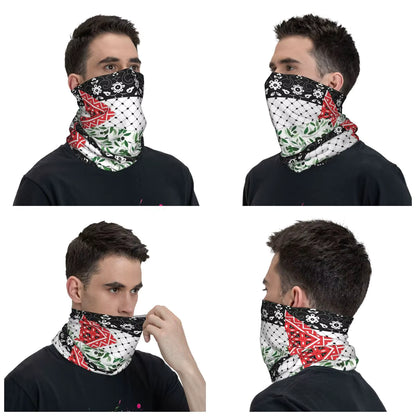 Palestinian Flag Olives And Keffiyeh Bandana Neck Gaiter Printed Wrap Scarf Warm Headwear Outdoor Sports for Men Women Adult
