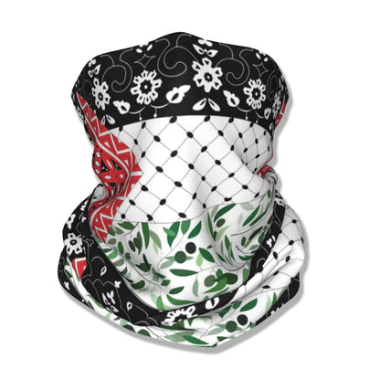 Palestinian Flag Olives And Keffiyeh Bandana Neck Gaiter Printed Wrap Scarf Warm Headwear Outdoor Sports for Men Women Adult