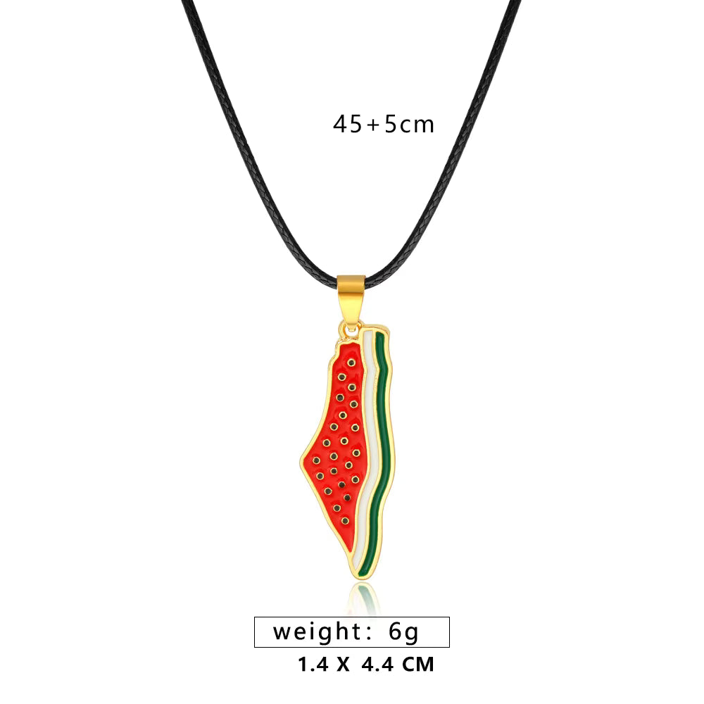 Stainless Steel Watermelon Crystal Pendant Chain Necklace Minimalist Geometric Rope Charm Jewelry Gift for Women Men