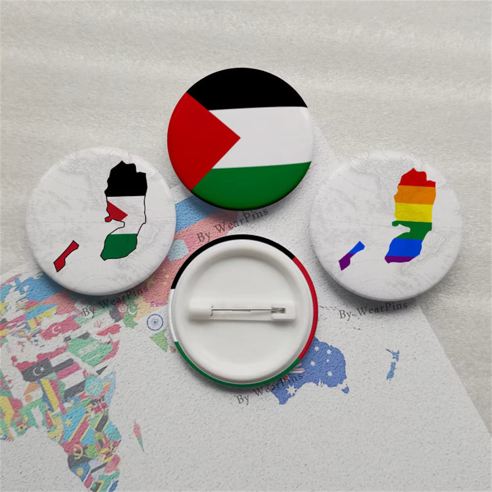 Palestinian Flag Enamel Pin Clothes Gift Lapel Tinplate Flag Pin Palestine Flag Brooch Badge Cartoon Creative Jewelry Wholesale