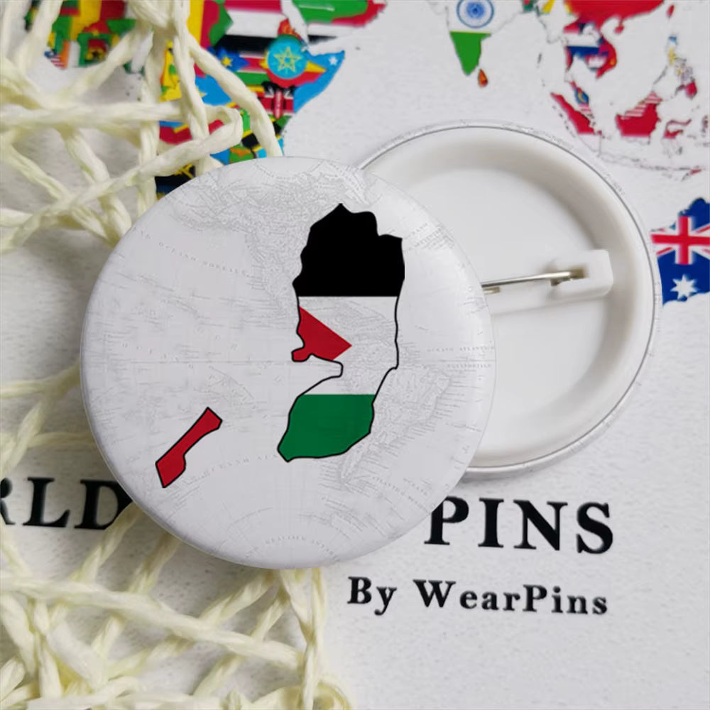 Palestinian Flag Enamel Pin Clothes Gift Lapel Tinplate Flag Pin Palestine Flag Brooch Badge Cartoon Creative Jewelry Wholesale