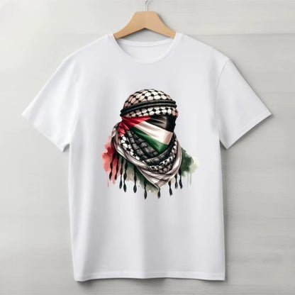 Palestine Masked Man Print T-shirt Graphic T-shirt High Quality Men's and Women's Short Sleeved T-shirts Men's Sportwear Tops