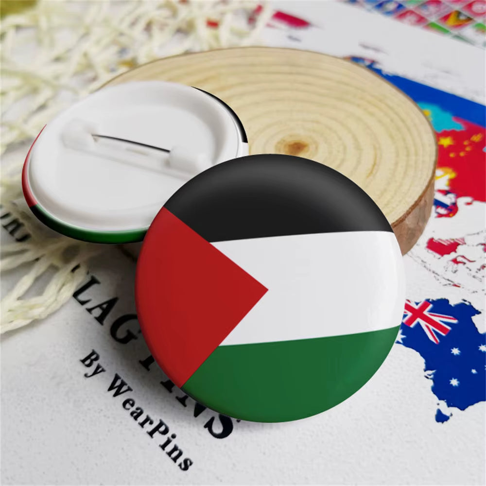 Palestinian Flag Enamel Pin Clothes Gift Lapel Tinplate Flag Pin Palestine Flag Brooch Badge Cartoon Creative Jewelry Wholesale