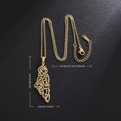 Stainless Steel Arabic Flag Pendant Necklace for Men Women Islamic Amulet World Peace Jewelry Gift